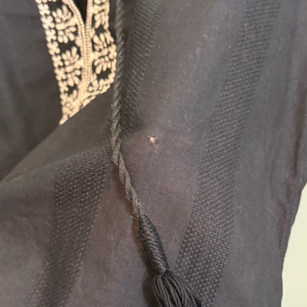 Madewell Camelia Blouse S Black Tunic Embroidery Tassel Festival Boho Peasant - Picture 7 of 10